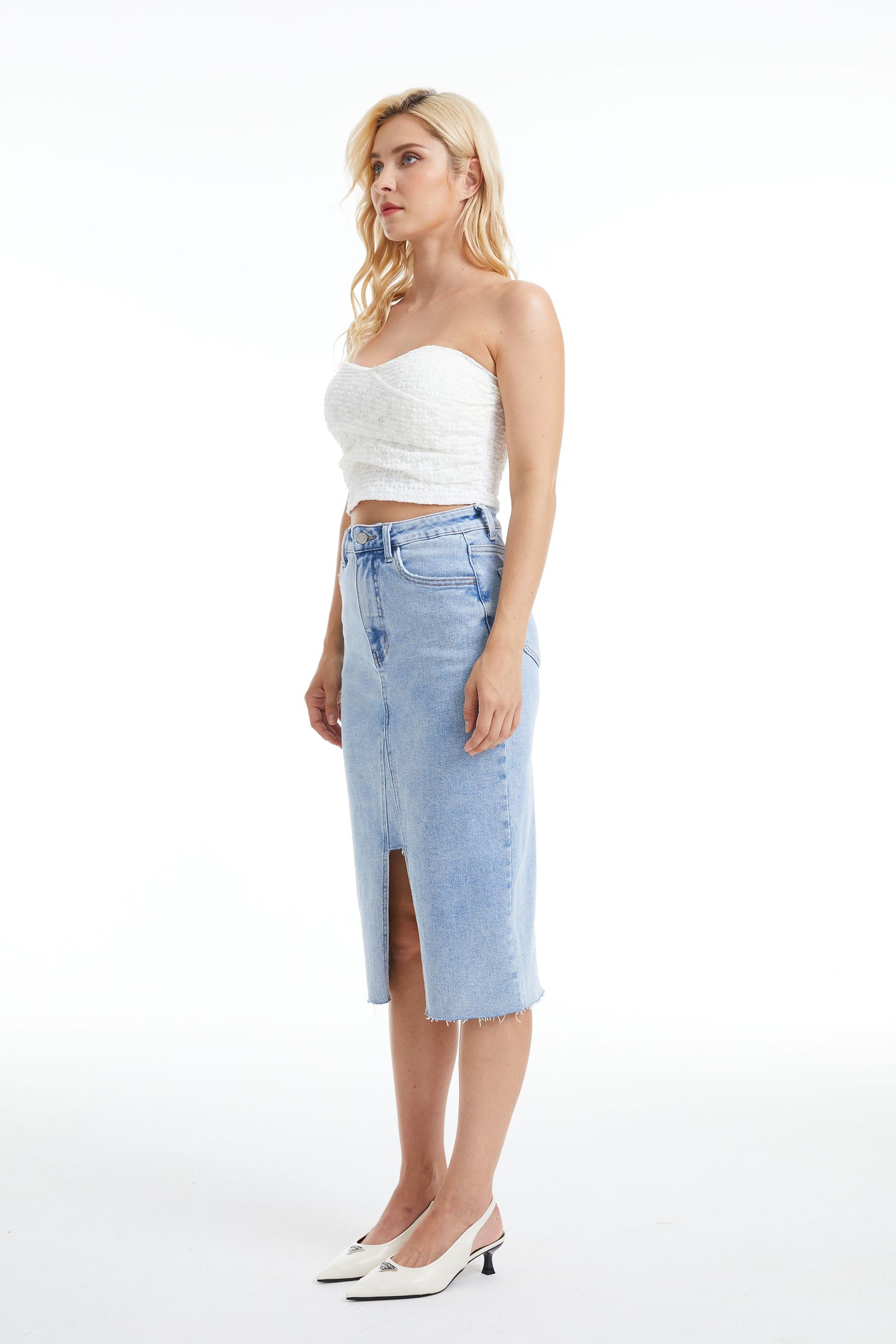 DEBBY STRETCH DENIM SKIRT BYK7033 (BYHE079) SAILING