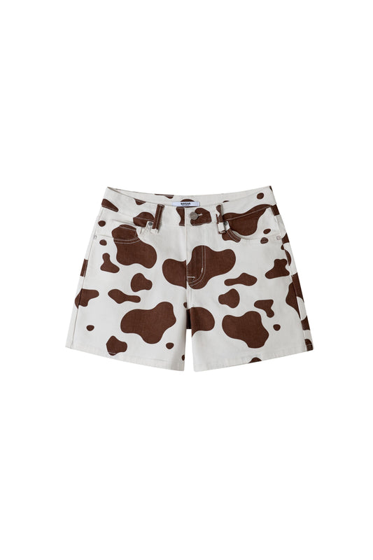 BEXLEY MID RISE SHORTS BYH6140 (BYJJ035) BROWN AND WHITE COWS