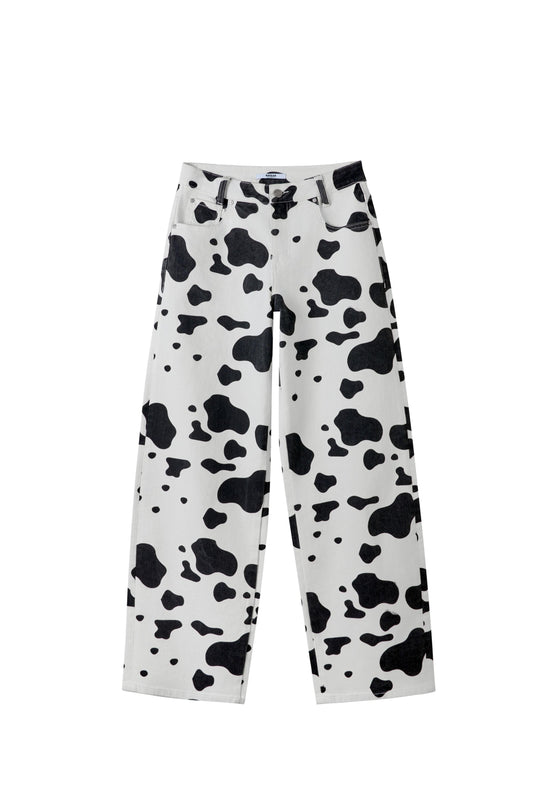 BEXLEY MID RISE STRAIGHT BYU0001 (BYMJ196) BLACK AND WHITE COWS