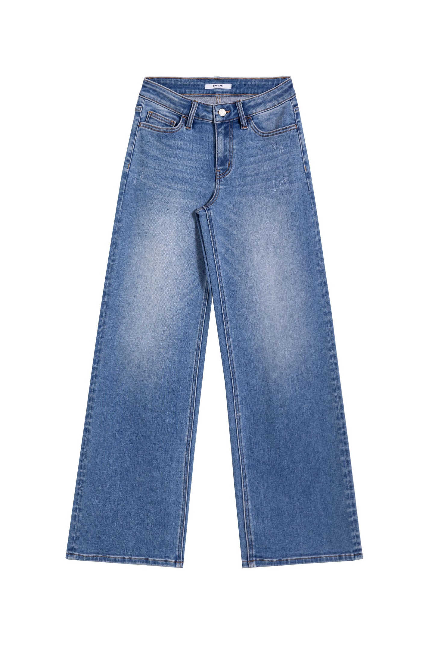 MID RISE WIDE LEG DENIM JEANS BYW8001 MEDIUM BLUE