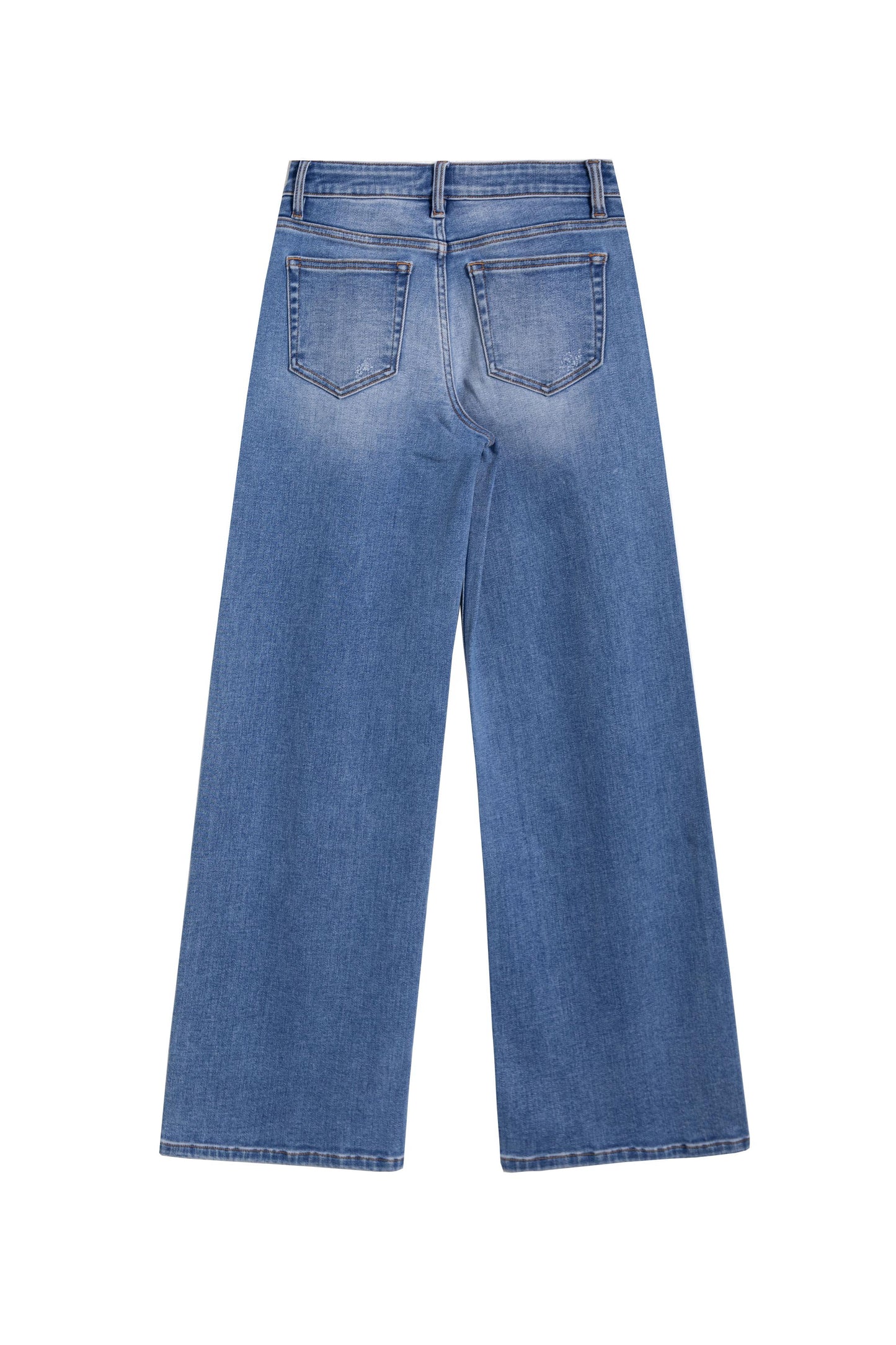 MID RISE WIDE LEG DENIM JEANS BYW8001 MEDIUM BLUE