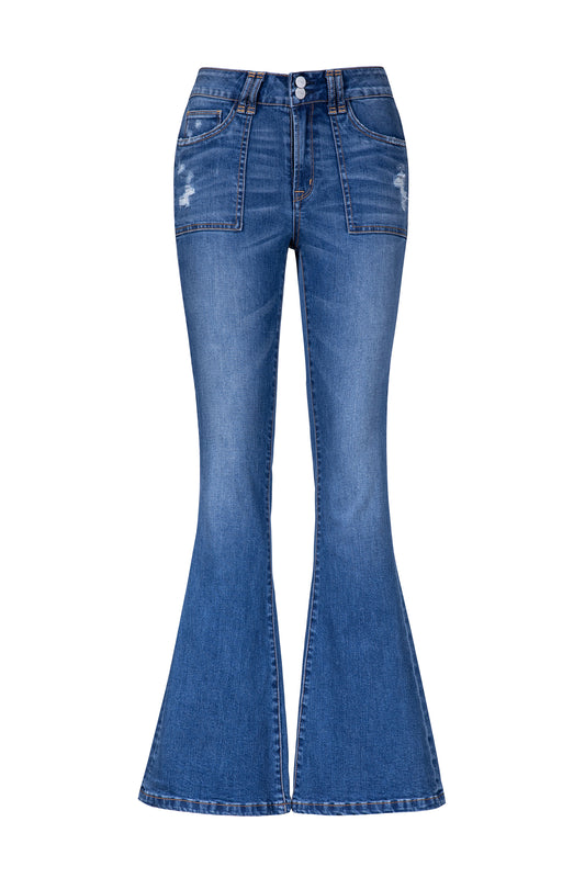 MID RISE FLARE BYF1217 (MOCO-JJY525) MEDIUM BLUE