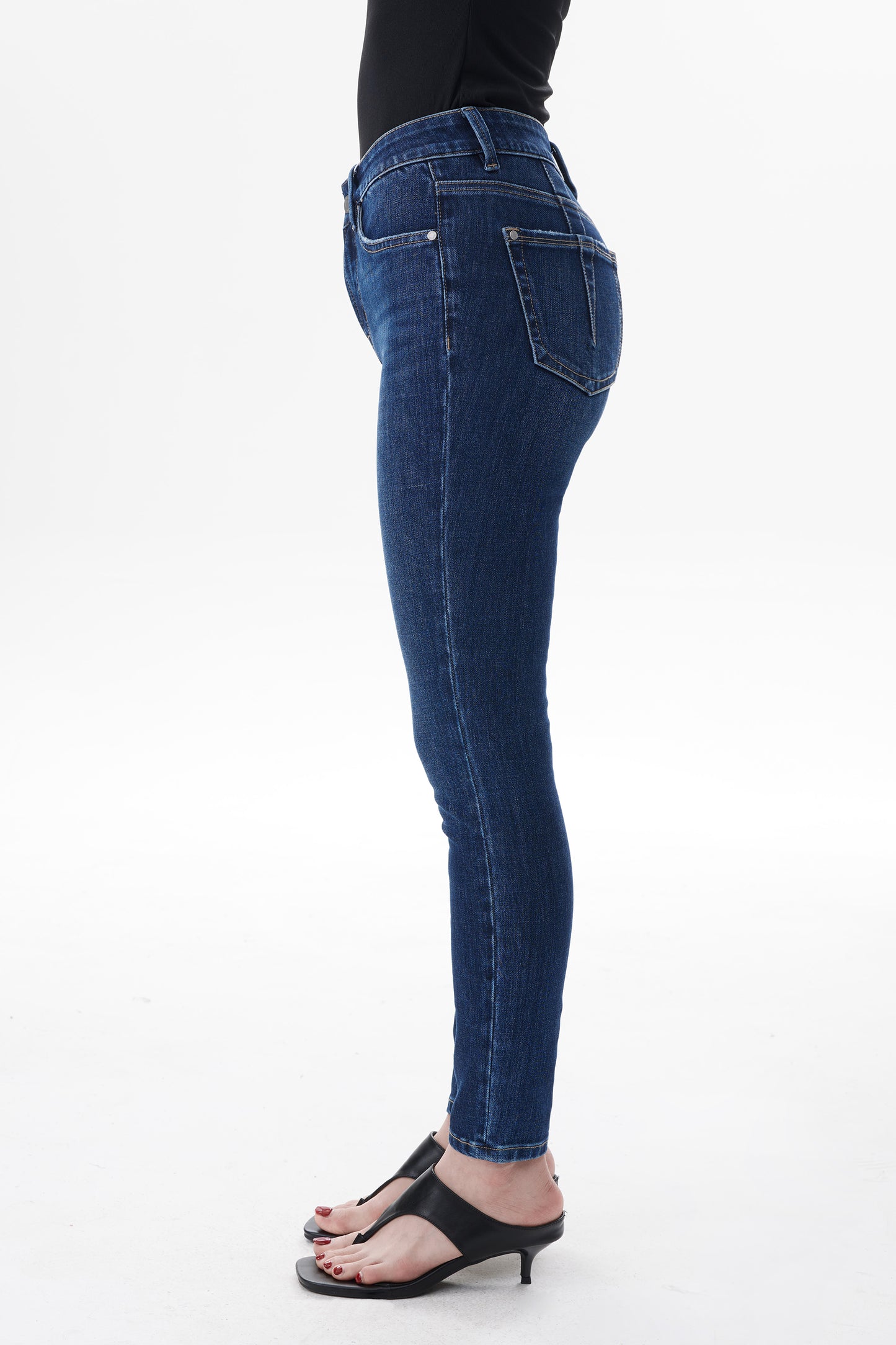 VIENNA MID RISE SKINNY ANKLE JEANS Heavy Washed Indigo