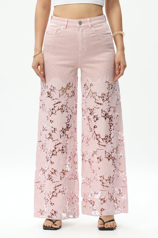 FLORA HIGH RISE WIDE LEG BYW8194 (BYCK007) LAVENDER PINK