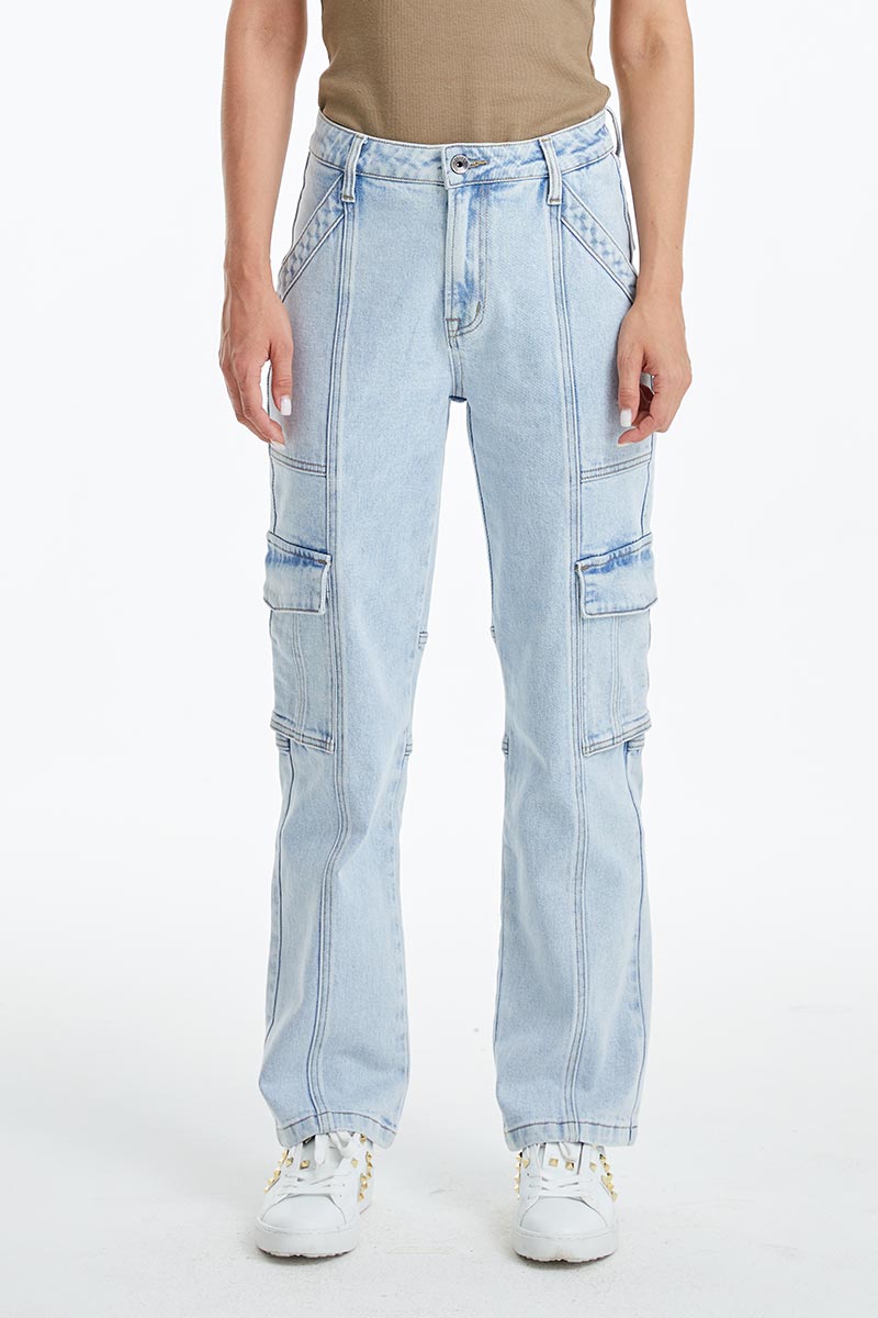 HIGH RISE STRAIGHT LEG JEANS BYT5037 LIGHT BLUE