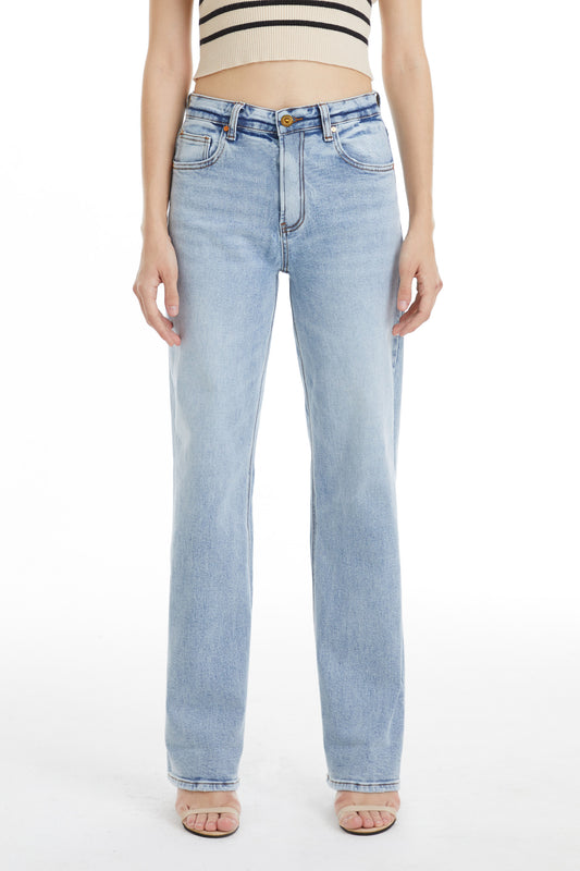 DALILA HIGH RISE RELAXED STRAIGHT JEANS BYT5196 (BYHE086) ICE BLUE