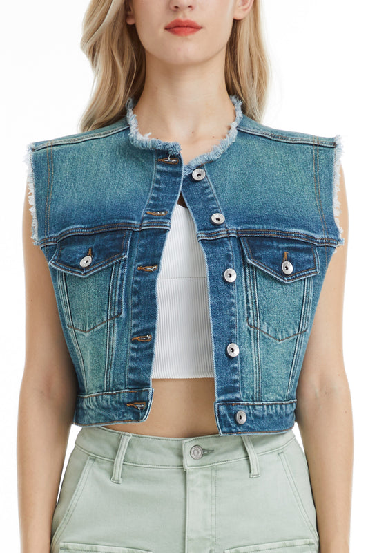 CASSIE DENIM VEST BYV4001 (BYLY013) TURKISH GREEN