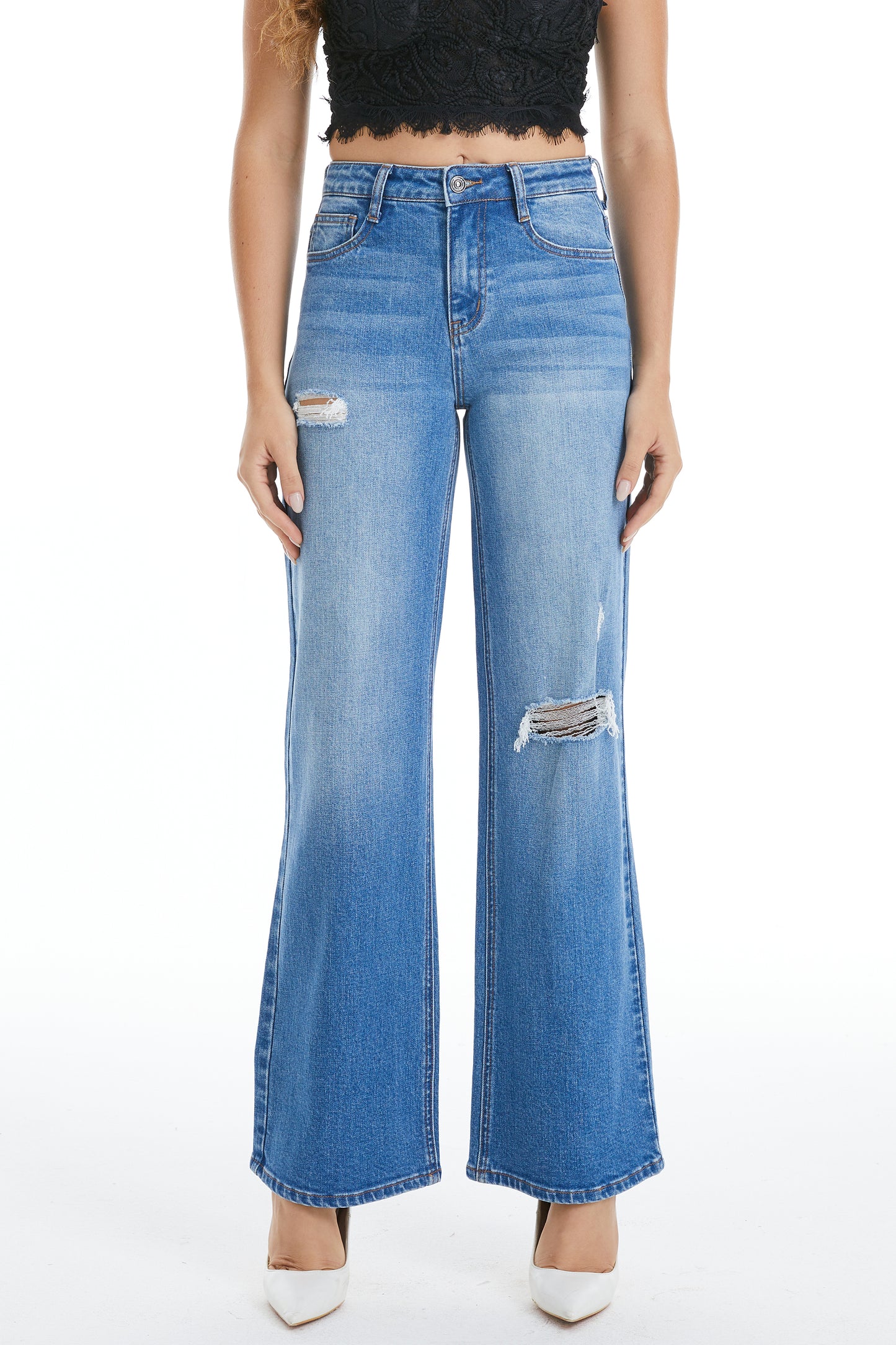 HIGH RISE WIDE LEG JEANS BYW8131 (BYHE046) SEASIDE