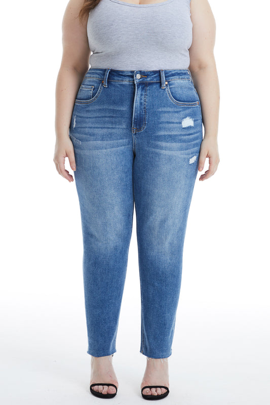 HIGH RISE SKINNY JEANS BYS2120-P MEDIUM BLUE PLUS SIZE