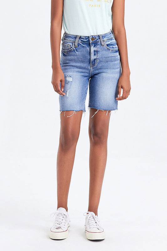 HIGH RISE DENIM SHORTS BYH6013 MEDIUM BLUE