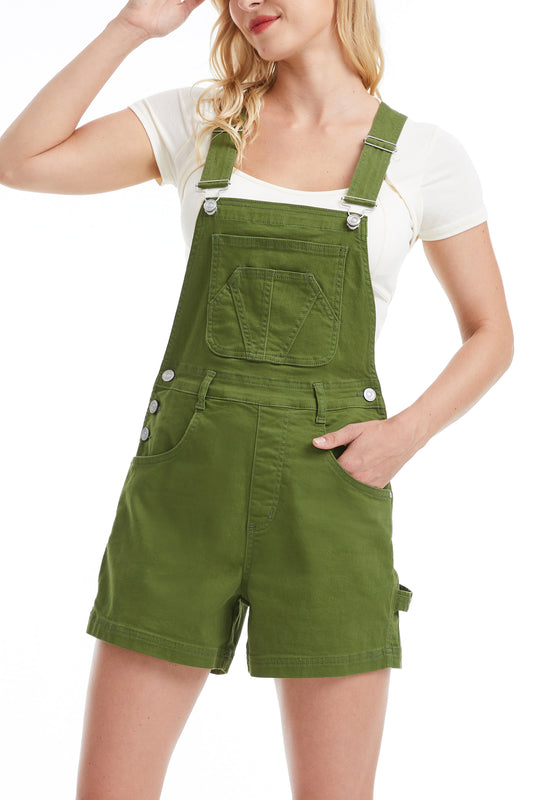 BELLA STRETCH COLORED SHORT OVERALLS BYVQ008 (BYHE093) GREEN