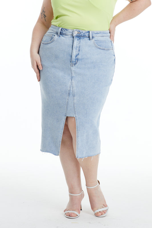 DEBBY STRETCH DENIM SKIRT BYK7033-P (BYHE079-P) SAILING PLUS SIZE