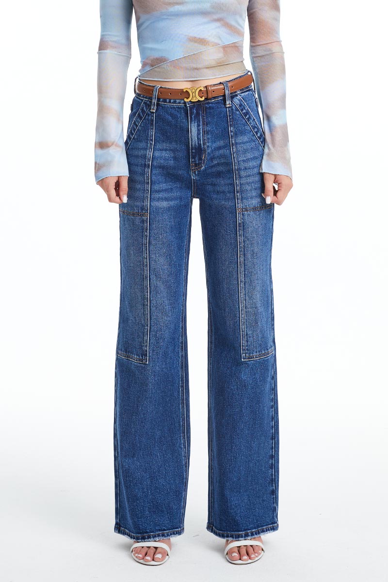 HIGH RISE WIDE LEG JEANS BYW8084 DEEP SEA