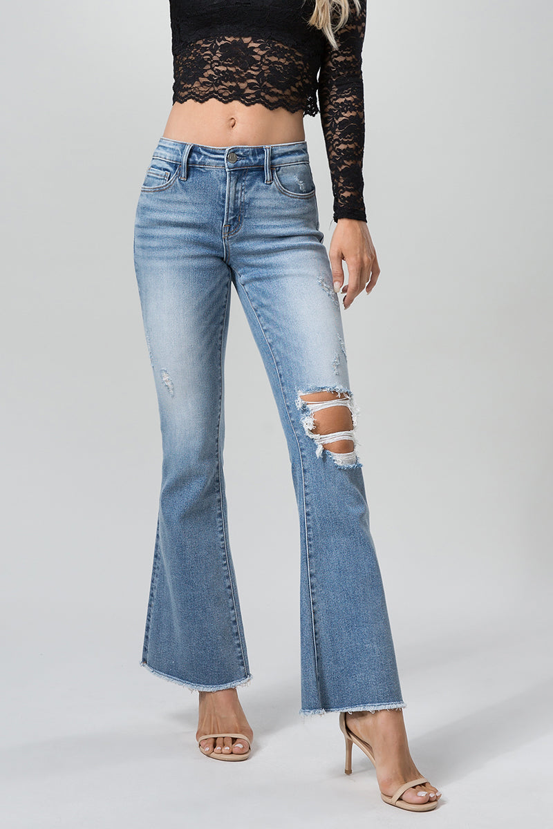 CHERRY MID RISE FLARE