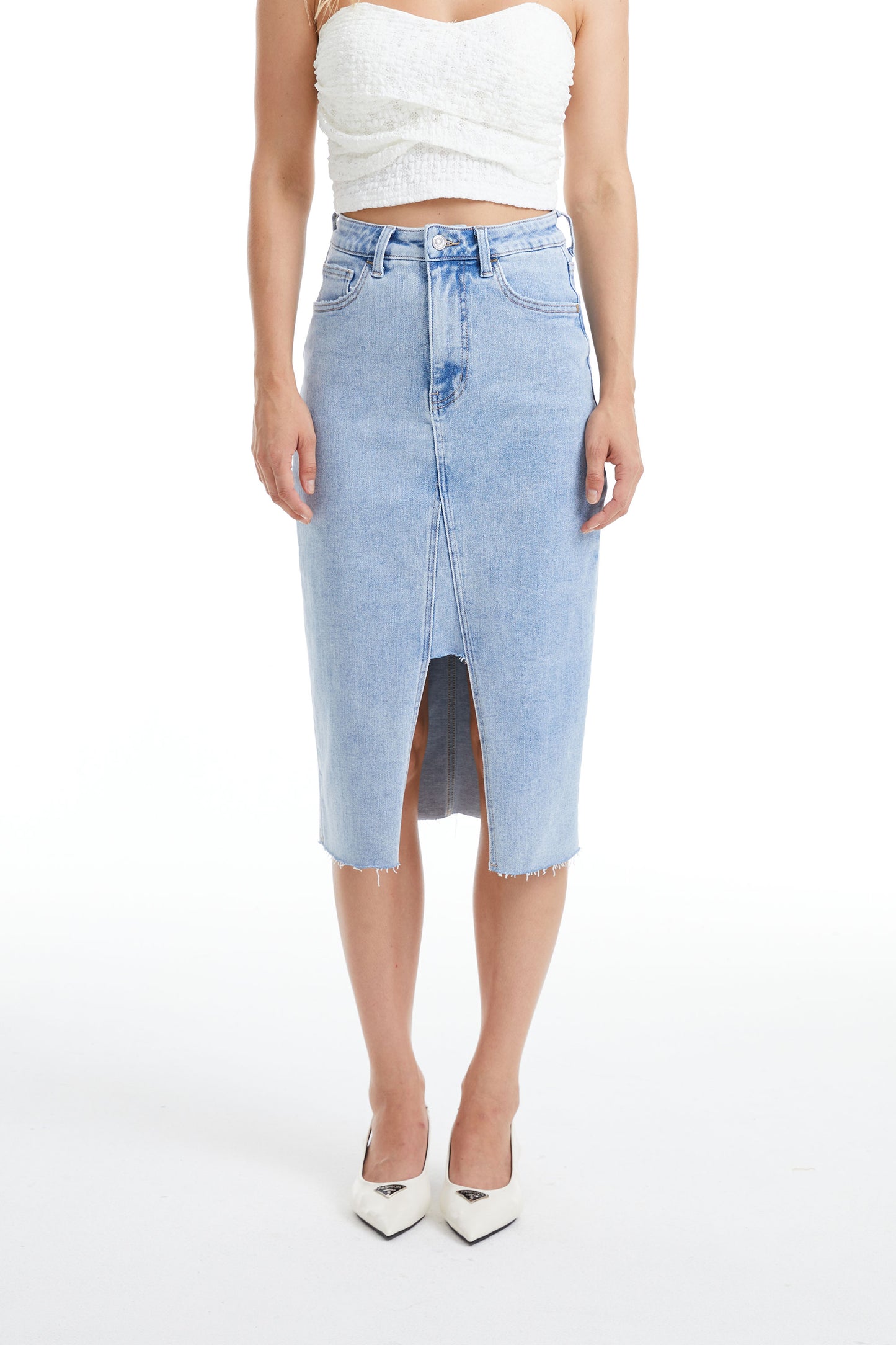 DEBBY STRETCH DENIM SKIRT BYK7033 (BYHE079) SAILING