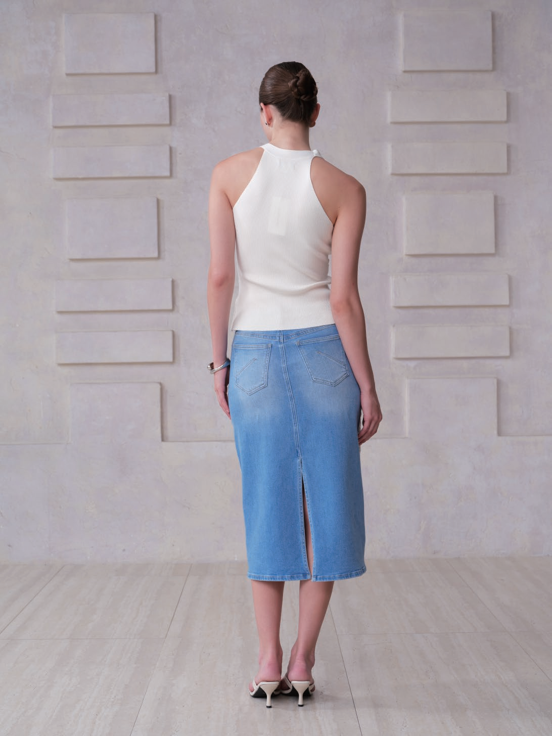 SEOULMID-HIGH RISE H-LINE DENIM SKIRT BYK7100