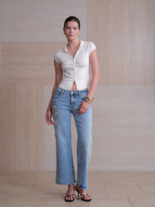NEW YORK MID RISE WIDE LEG FLARE ANKLE JEANS  BYW8422