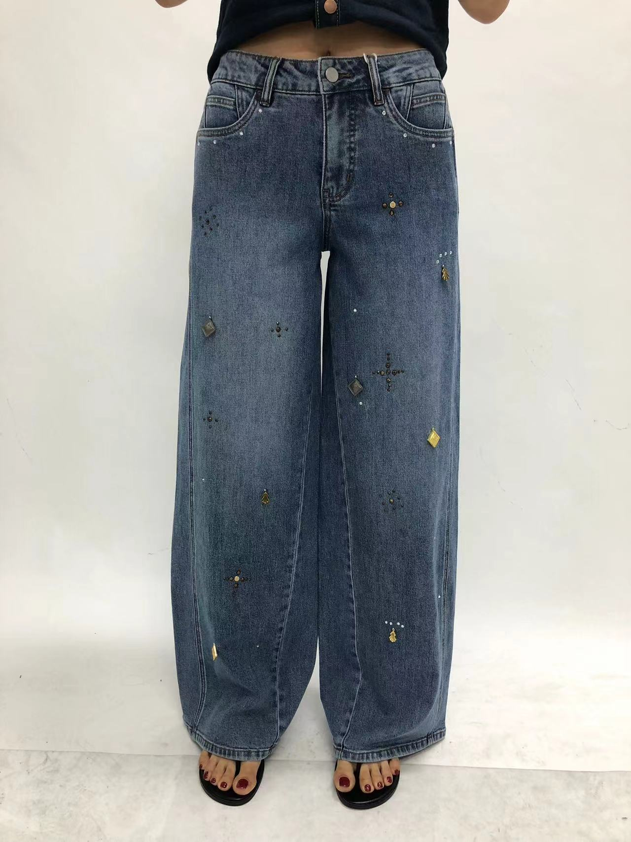 NEW YORK M-HIGH RELAX WIDE LEG FULL JEANS BYW8443