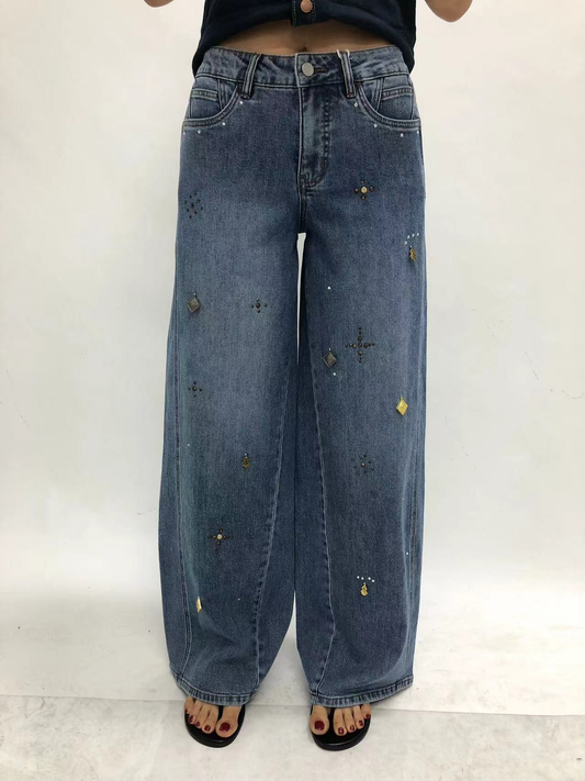 NEW YORK M-HIGH RELAX WIDE LEG FULL JEANS BYW8443