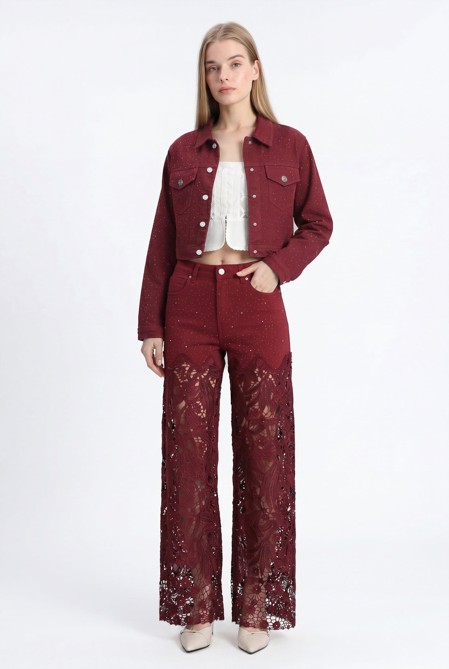 ALICE DENIM JACKET WITH RHINESTONES