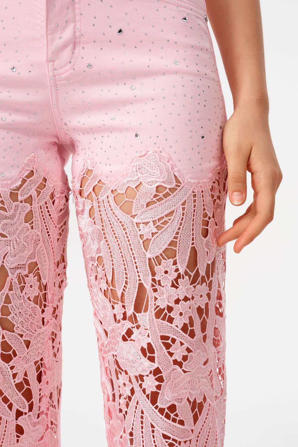 HIGH RISE LACE PANTS WITH RHINESTONE