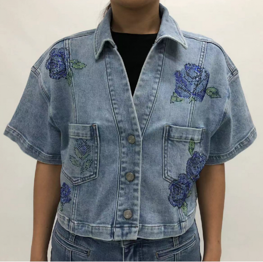 MILAN RHINESTONE EMBELLISHED SHIRT BYJ9093