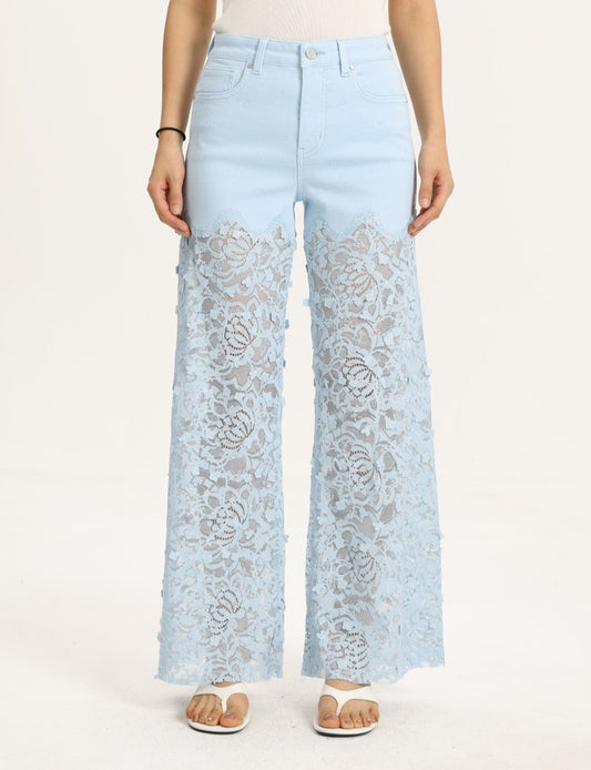 HIGH RISE LACE PANTS WITH RHINESTONE BYW8090