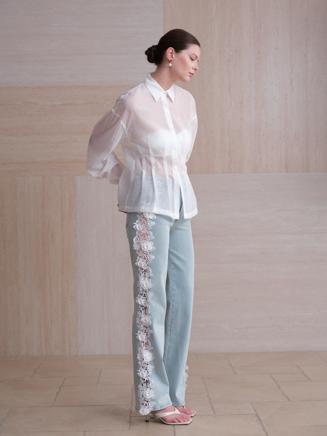 MILAN SEMI-SHEER LOOSE FIT SHIRTS BYJ9092