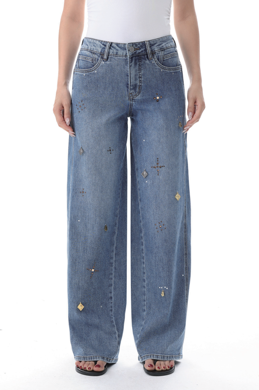 NEW YORK M-HIGH RELAX WIDE LEG FULL JEANS BYW8443