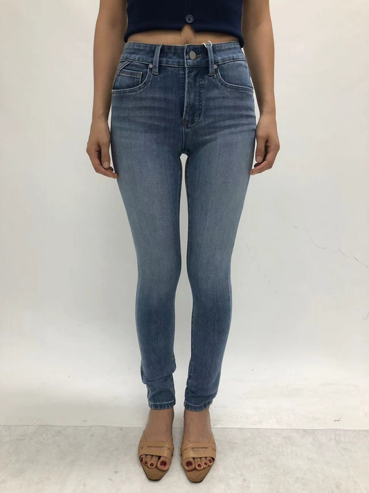 VIENNA MID RISE SKINNY ANKLE JEANS Glazed Layered Blue