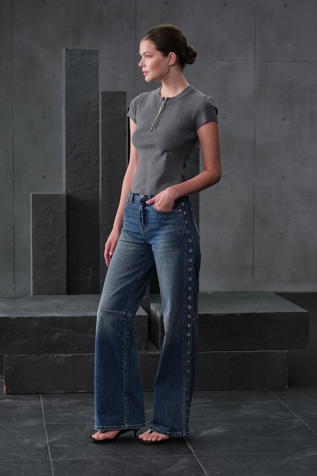 NEW YORK HIGH RISE WIDE LEG TALL JEANS BYW8442
