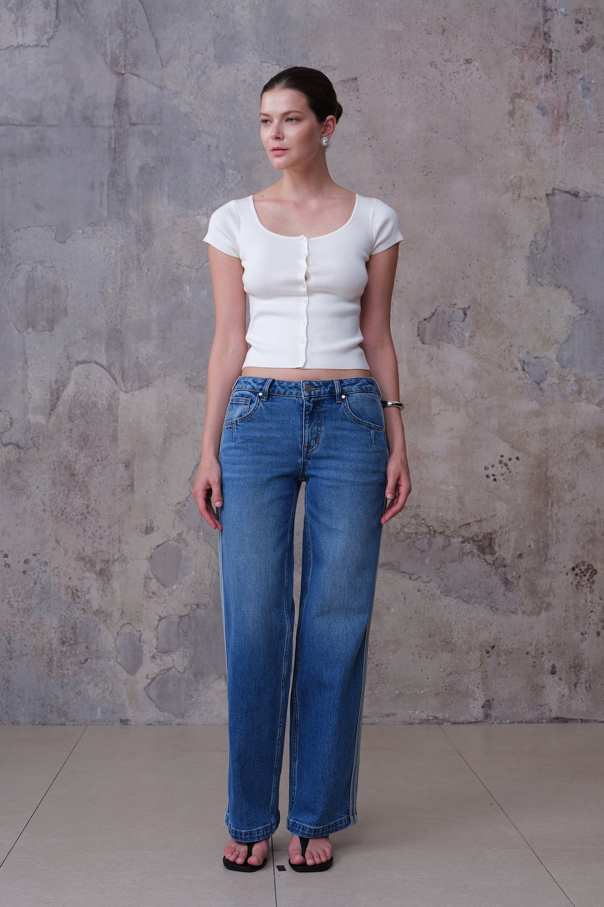 NEW YORK MID RISE WIDE LEG FULL JEANS BYW8408