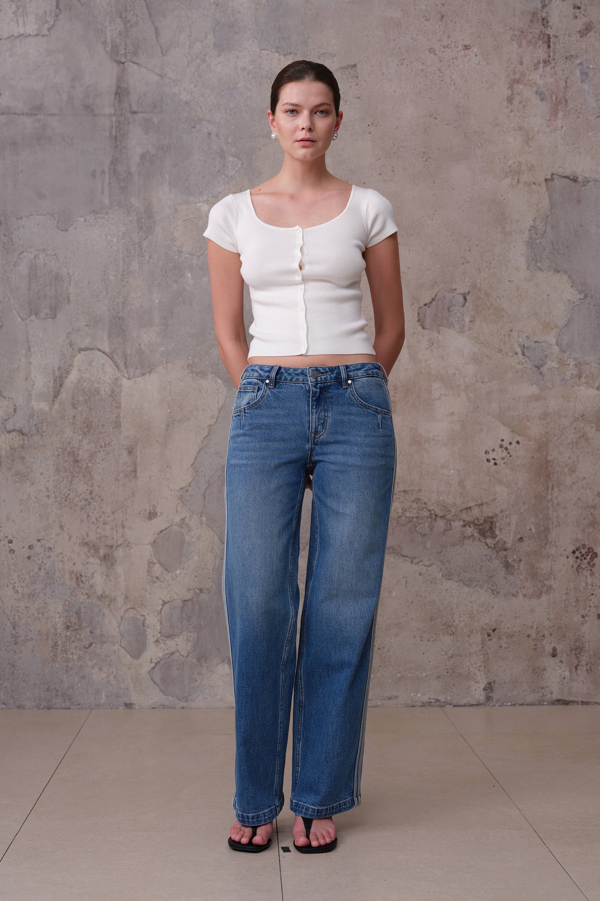 NEW YORK MID RISE WIDE LEG FULL JEANS BYW8408