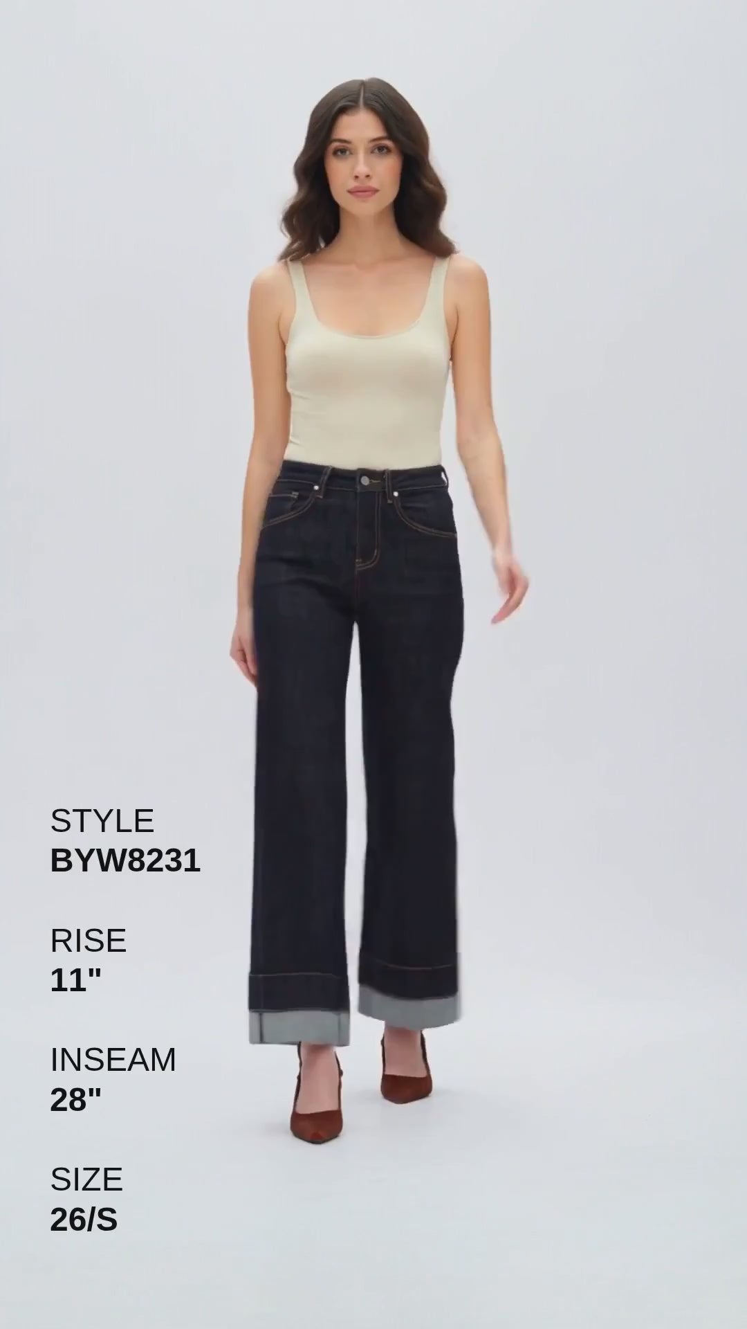 HIGH RISE WIDE LEG ROLLED Fashion Product Video CUT