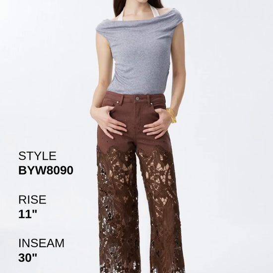 HIGH RISE LACE PANTS WITH RHINESTONE Fashion Product Video