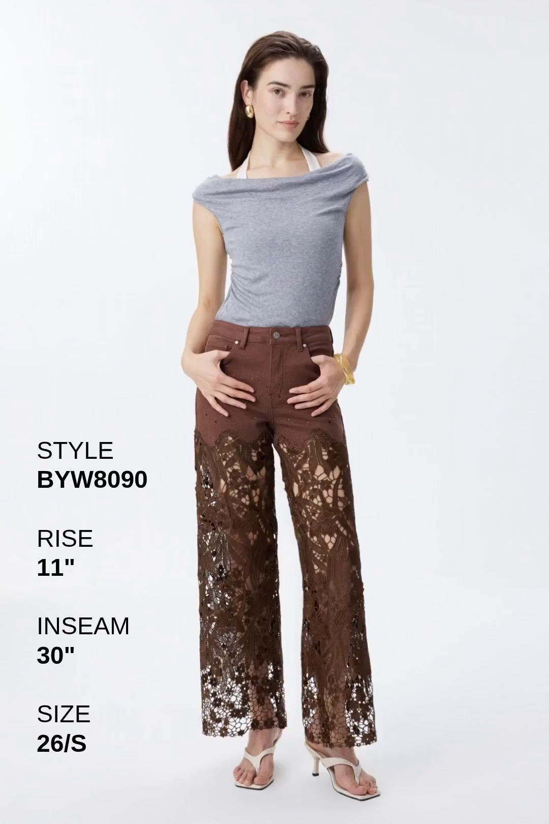 HIGH RISE LACE PANTS WITH RHINESTONE Fashion Product Video