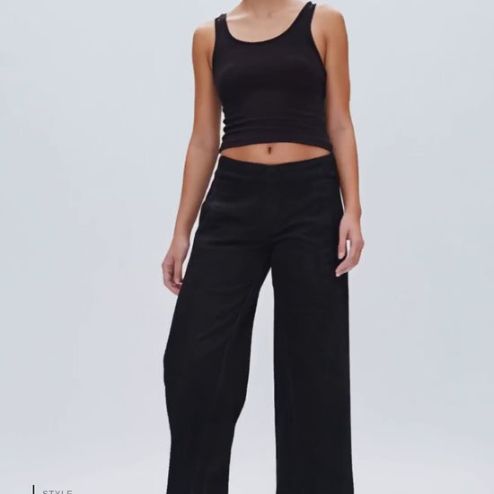 TIMOTHY LOW RISE RELAX WIDE LEG TROUSERS BYMD001 (BYMJ120) BLACK Fashion Product Video CUT