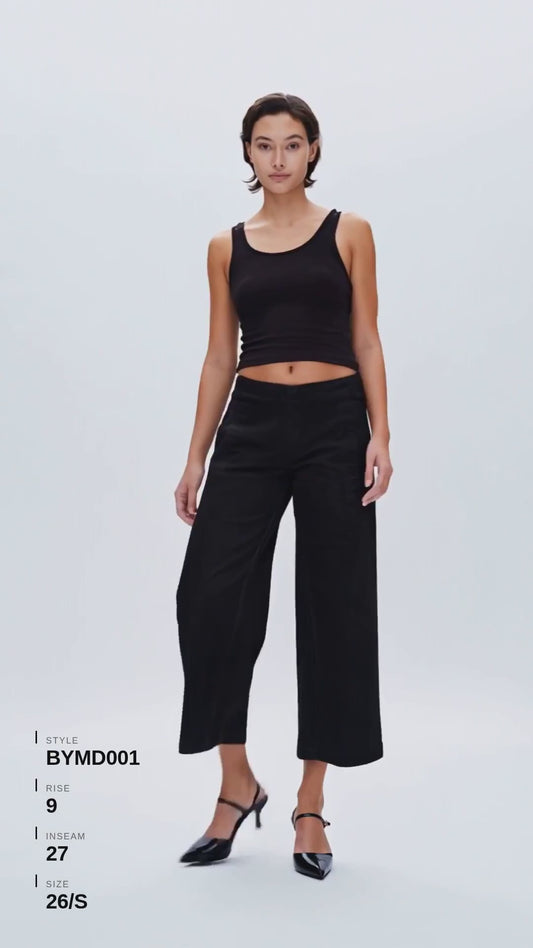 TIMOTHY LOW RISE RELAX WIDE LEG TROUSERS BYMD001 (BYMJ120) BLACK Fashion Product Video CUT