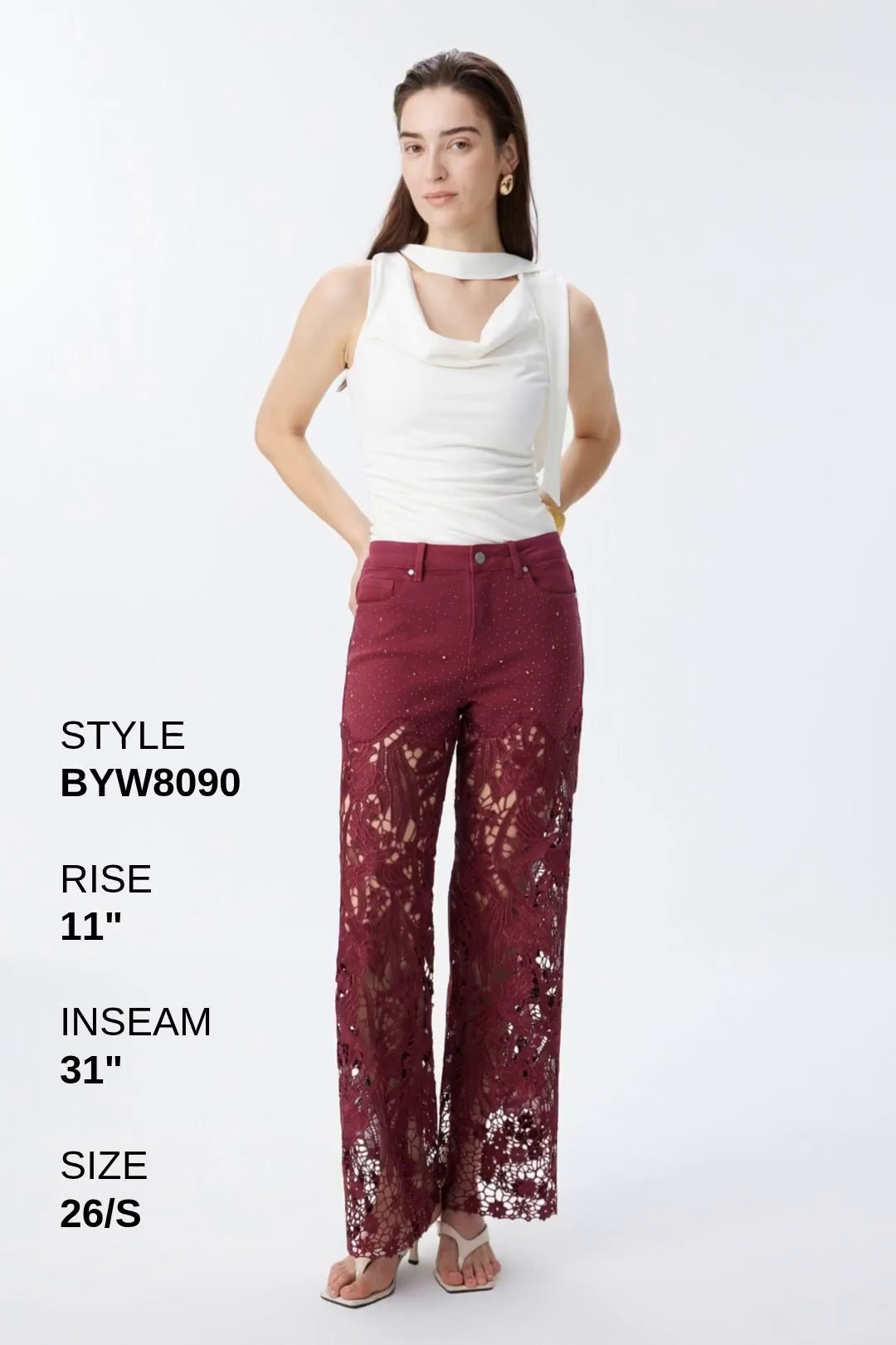 HIGH RISE LACE PANTS WITH RHINESTONE Fashion Product Video
