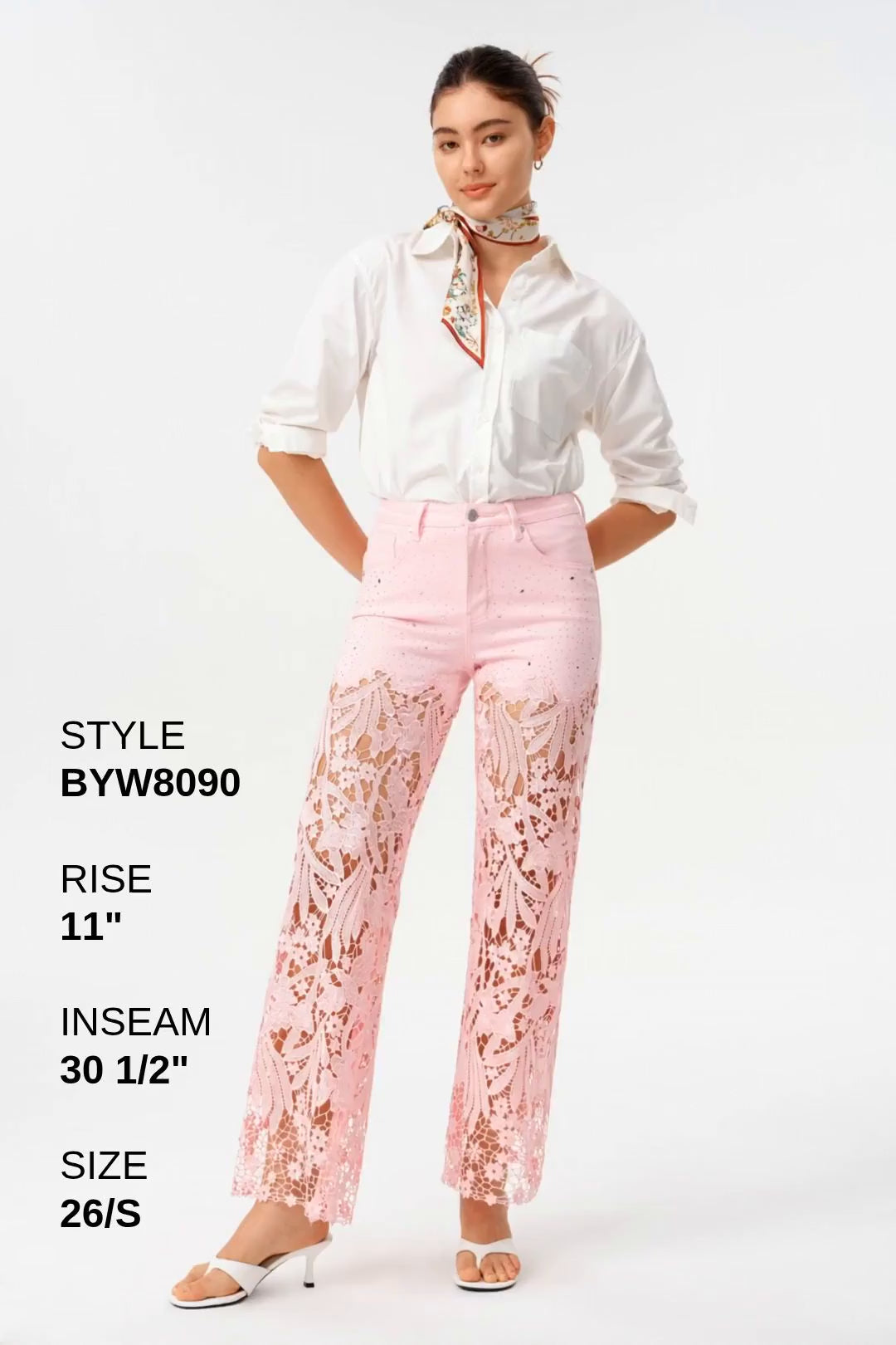 HIGH RISE LACE PANTS WITH RHINESTONE Fashion Product Video