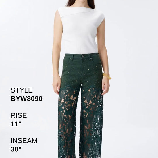 HIGH RISE LACE PANTS WITH RHINESTONE Fashion Product Video
