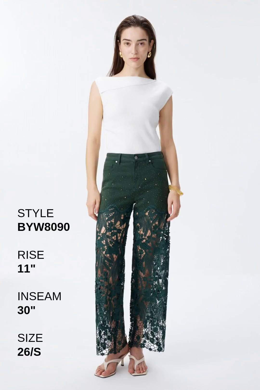 HIGH RISE LACE PANTS WITH RHINESTONE Fashion Product Video