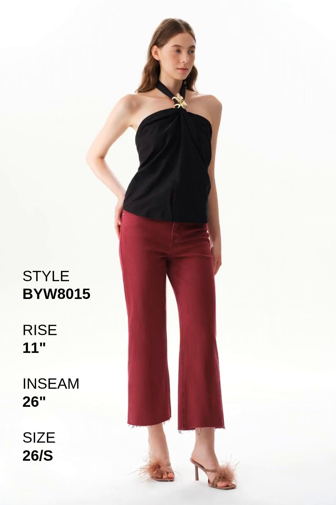 HIGH RISE WIDE LEG (WINE)BYW8015 Fashion Product Video