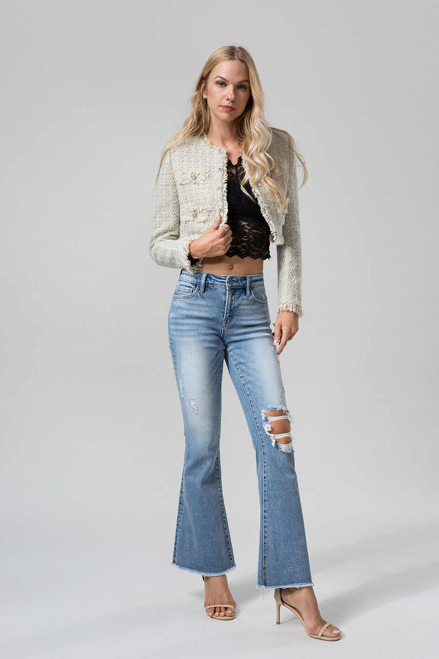 CHERRY MID RISE FLARE